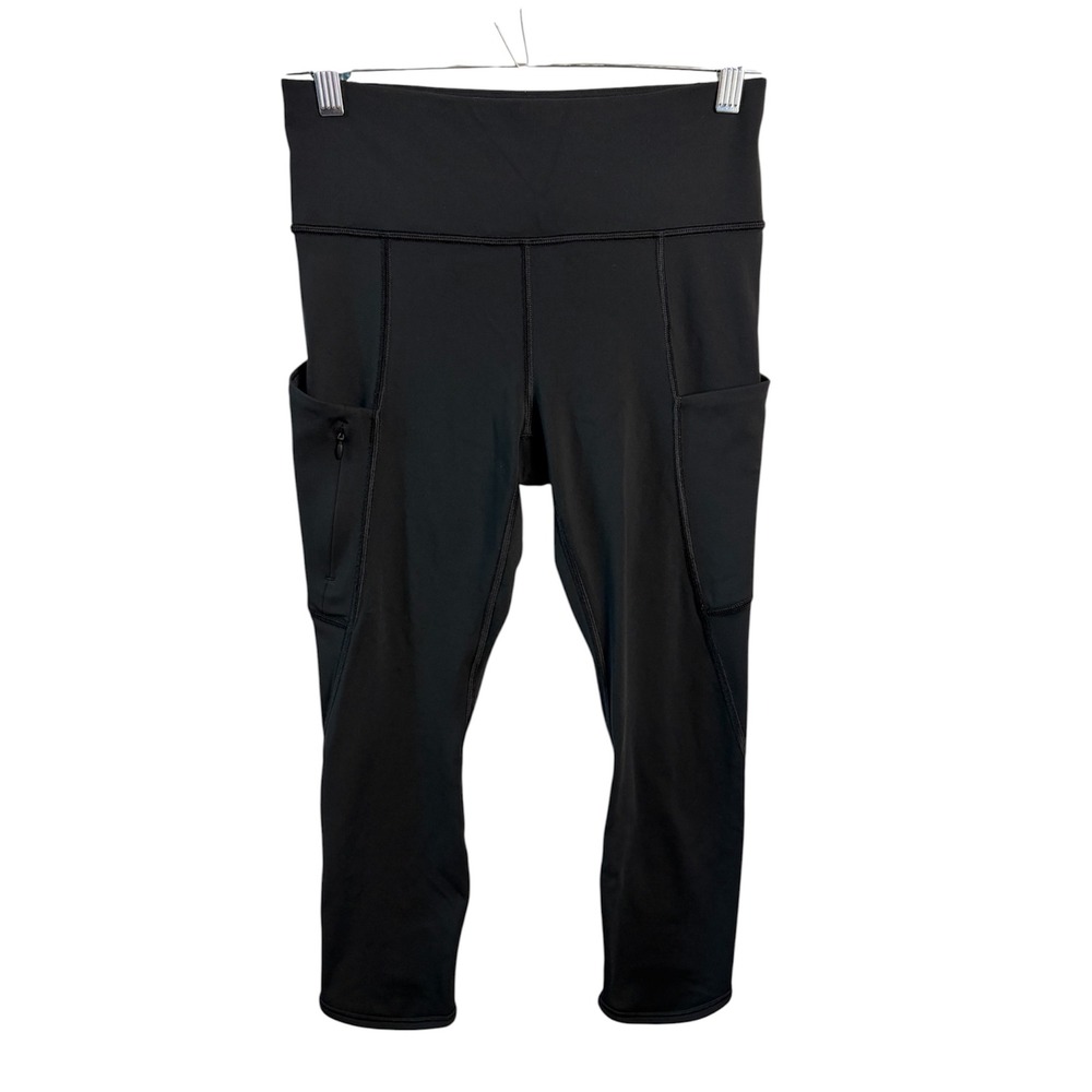 Athleta Black All In Crop Leggings with Side Zipper Pockets Size S